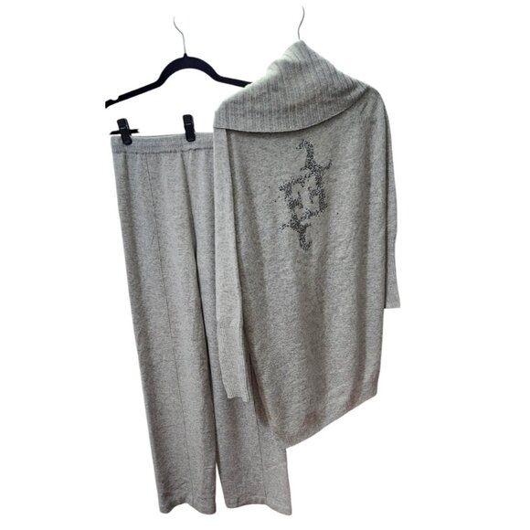 Escada Safina Gray Cowl Neck Sweater Cashmere & Sweatpants Size S - Picture 2 of 16
